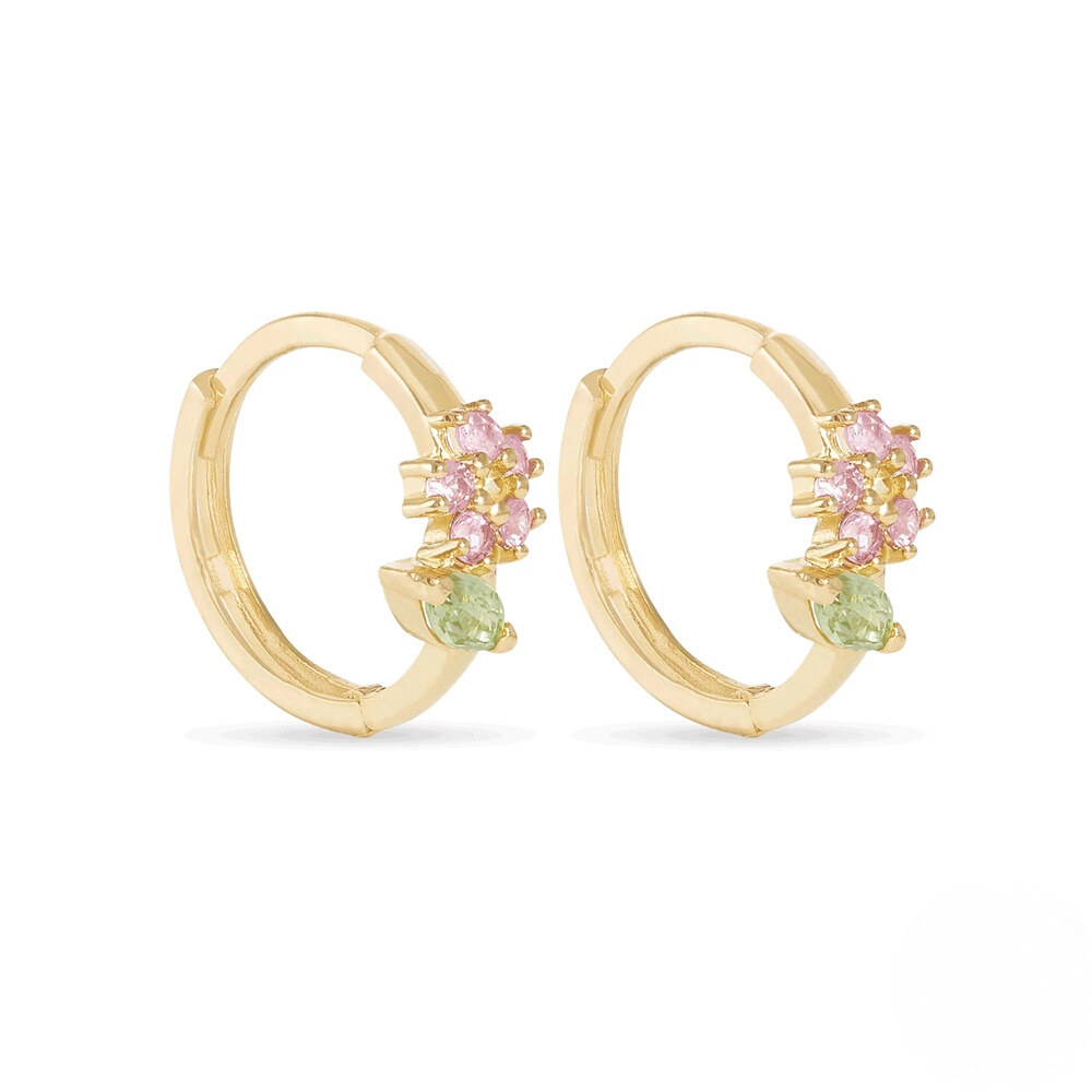 S925 Sterling Silver Geometric Prismatic Turquoise Zircon Flower Embrace Earrings With Pearl Accents