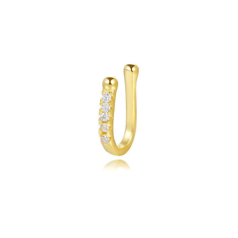 925 Sterling Silver Cross-border Europe And America Zircon U-shaped Ear Cuffs For Women