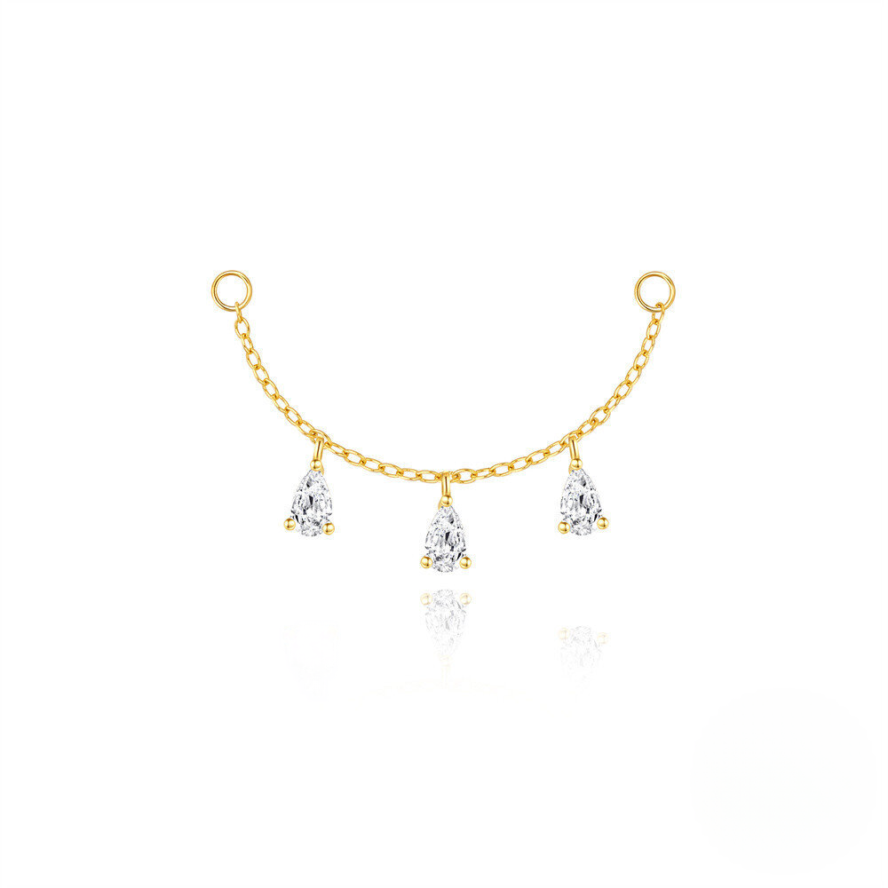 925 Sterling Silver Eight-pointed Star Crescent Teardrop Chain Accessory With Inlaid Zircons A Popular European And American Elegant Style