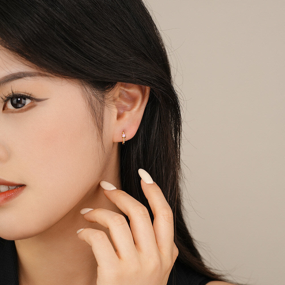 925 Sterling Silver Geometric Ear Cuffs With Colorful Zirconia Exquisite And Minimalist