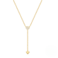 925 Sterling Silver New Y-shaped Double Heart Tassel Pendant Necklace With Crystal Accents