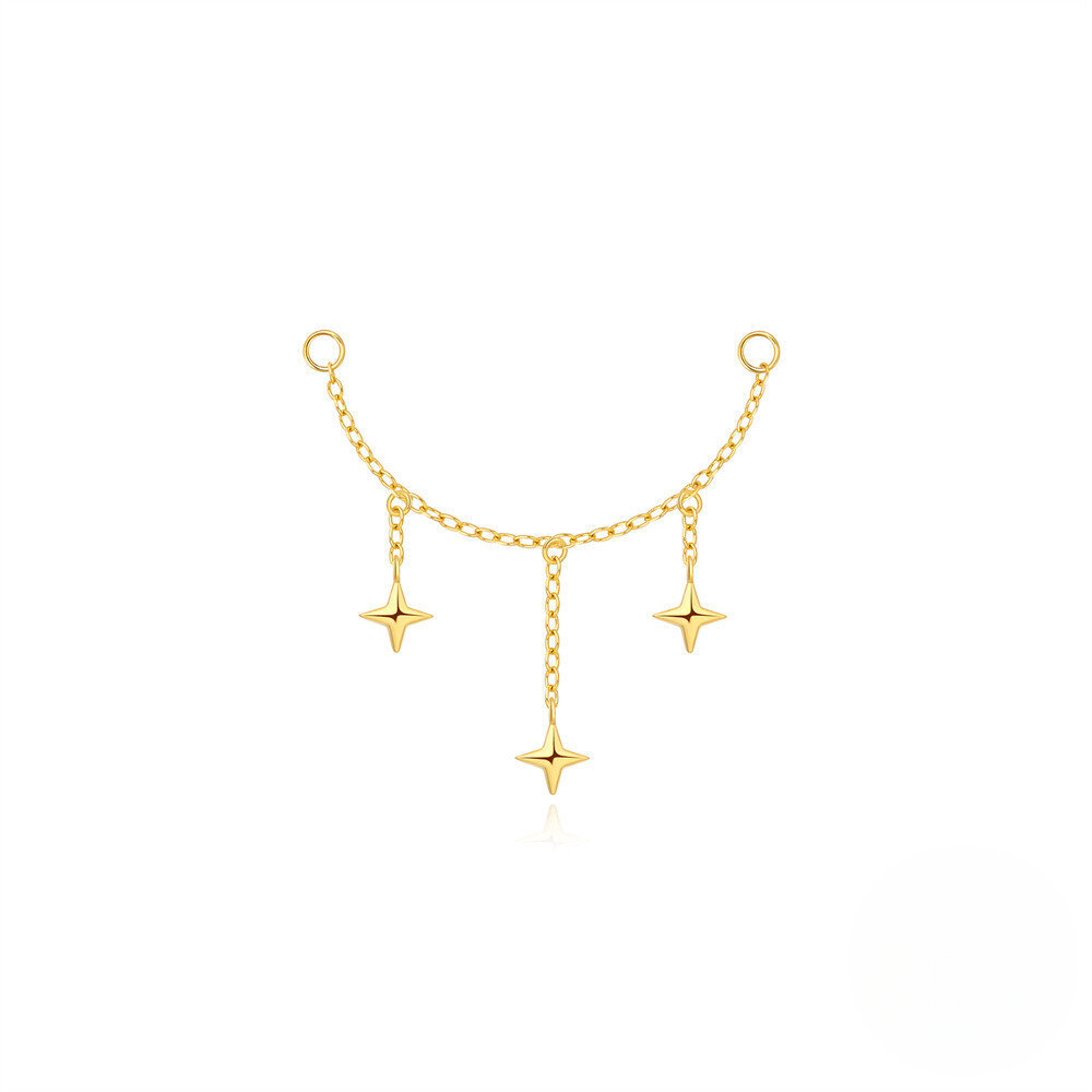 S925 Sterling Silver Long Chain Tassel Earrings With Crystal Accents