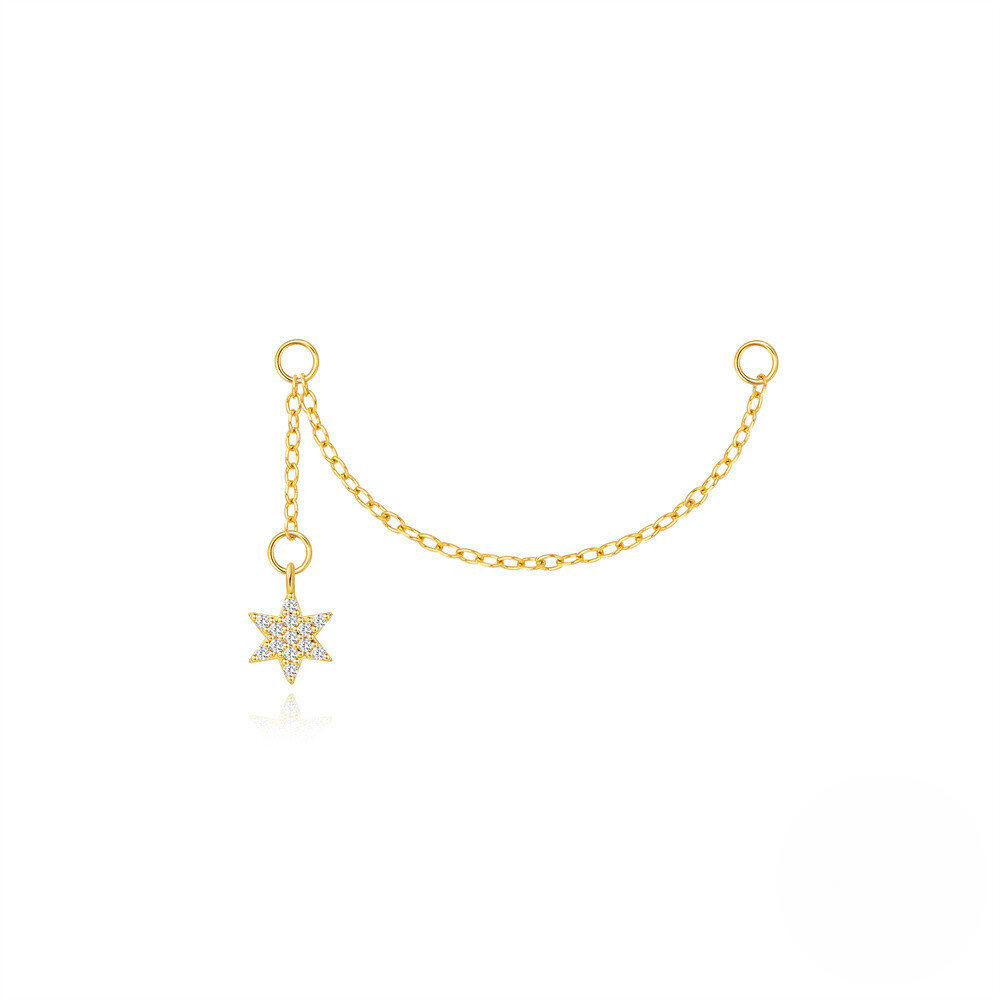 S925 Sterling Silver Long Chain Earrings With Star-shaped Zircon Accents