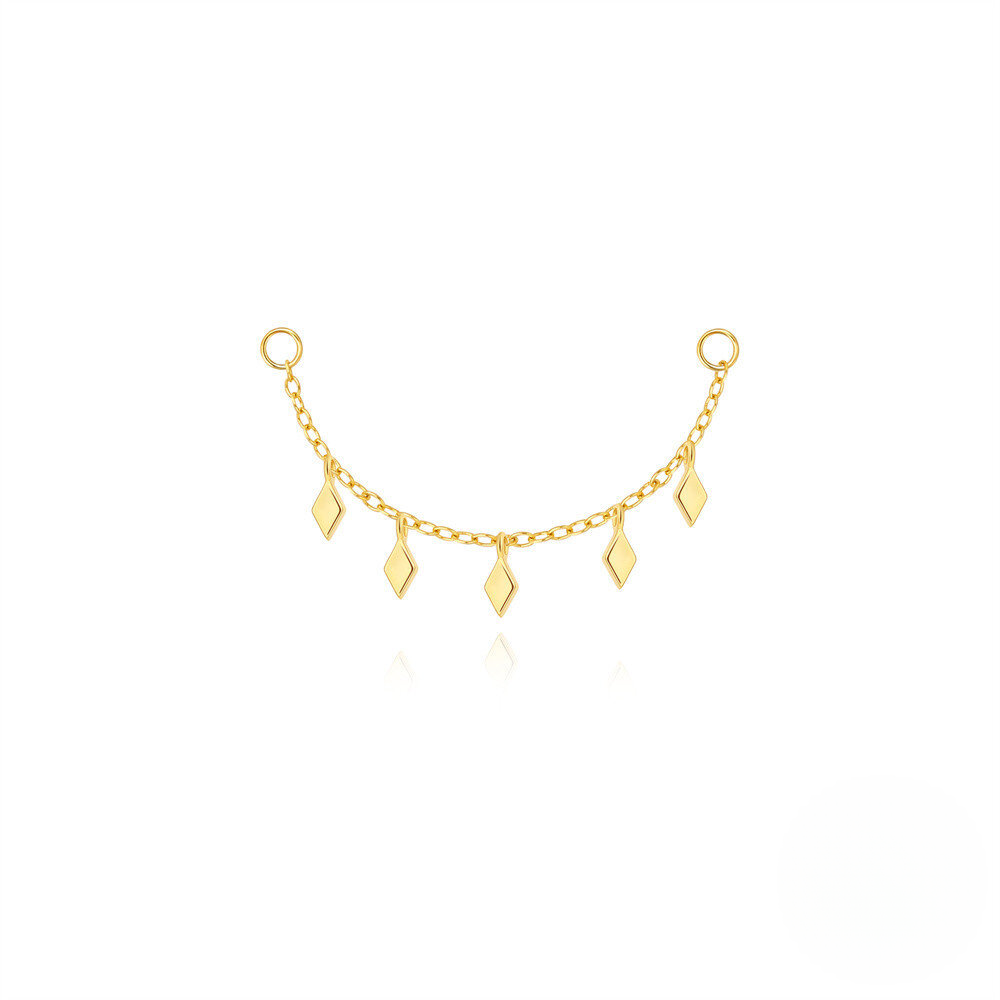 S925 Sterling Silver Long Chain Tassel Earrings With Crystal Accents