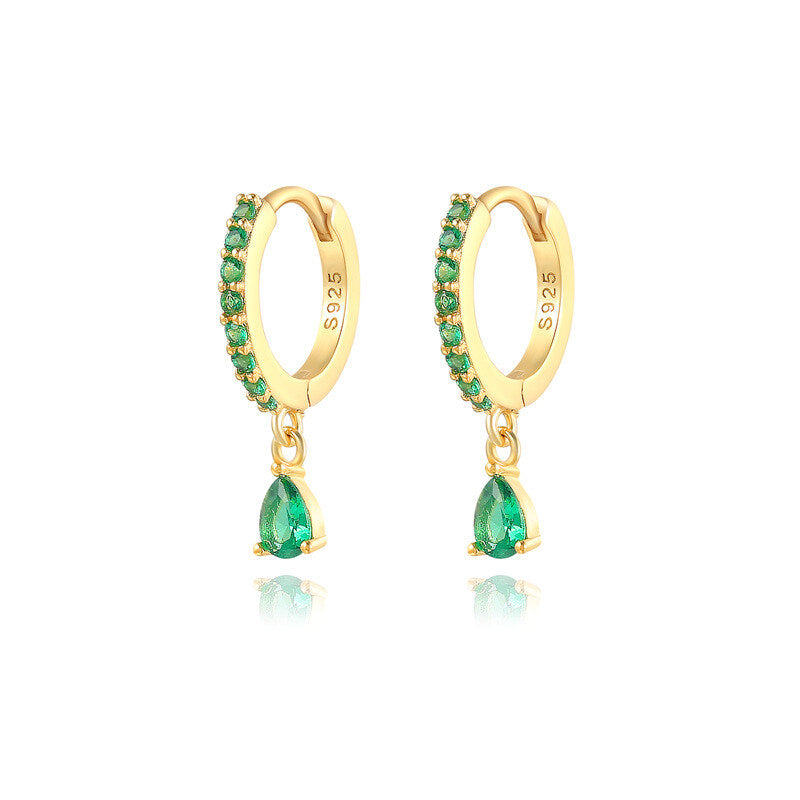 Brass Luxury High-end Crystal-embellished Colored Teardrop Ear Cuffs