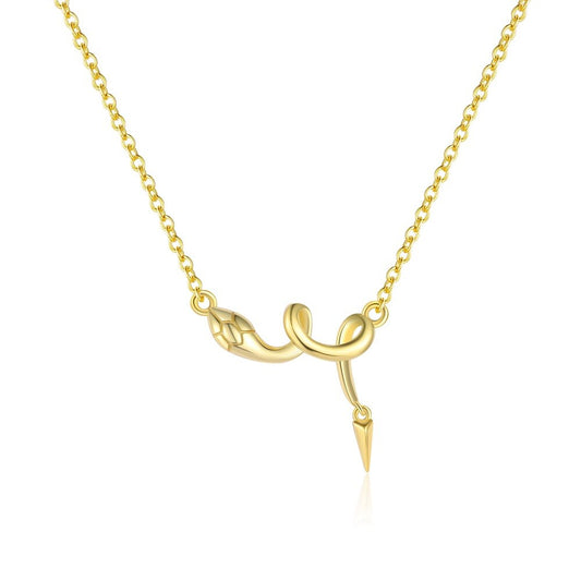 925 Sterling Silver Women's Snake Pendant Necklace French Style Chic Collarbone Chain