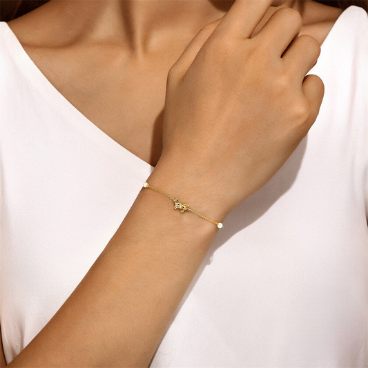 925 Sterling Silver Pearl Beaded Zircon Butterfly Bracelet Korean Fashion Minimalist Small Chain Accessory