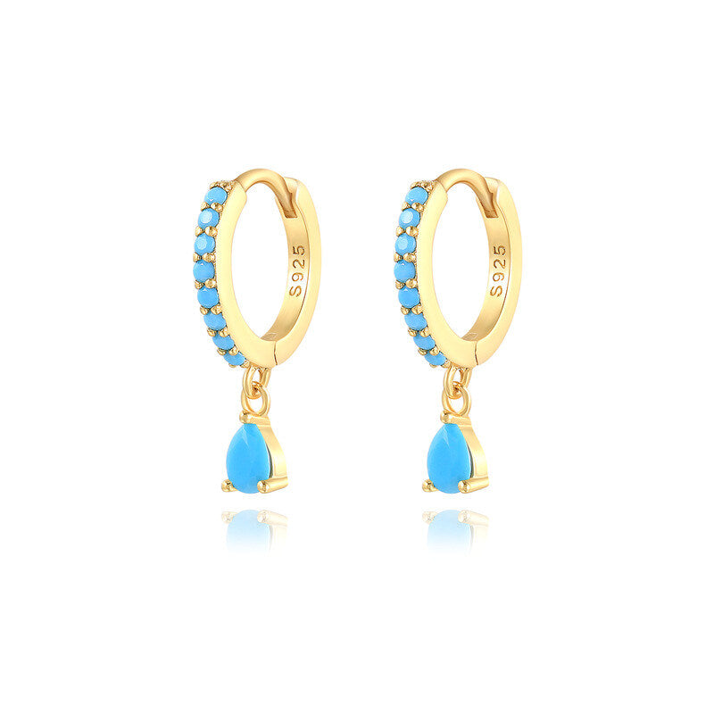Brass Luxury High-end Crystal-embellished Colored Teardrop Ear Cuffs