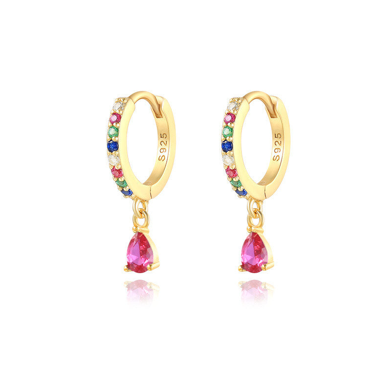 Brass Luxury High-end Crystal-embellished Colored Teardrop Ear Cuffs