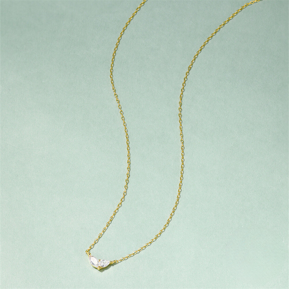 925 Sterling Silver Cat's Eye Stone Classic Teardrop Pendant Choker Necklace French Style Retro Understated Luxury
