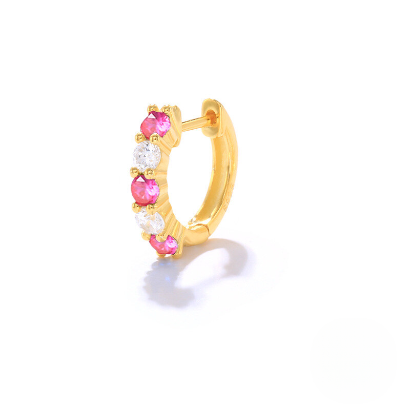 K925 Silver Gold-plated Round Zircon-studded Ear Cuffs Trendy And Luxurious Earrings