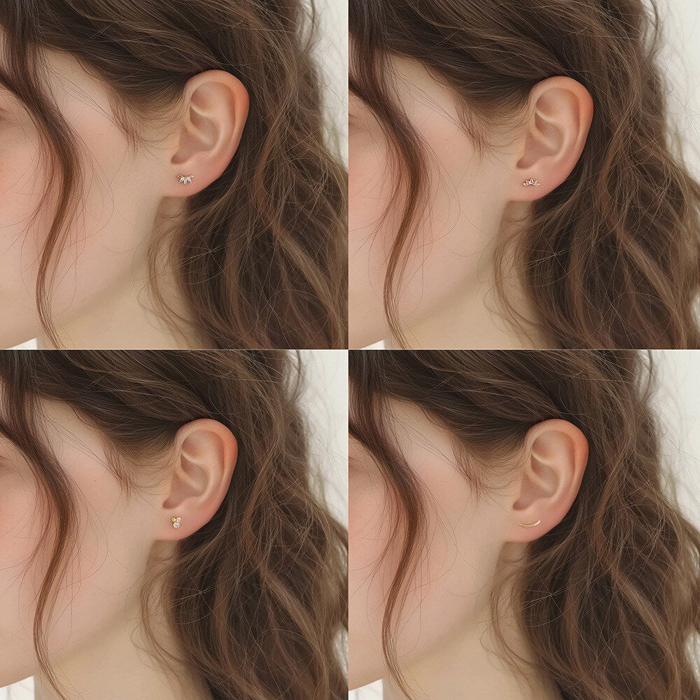 S925 Sterling Silver Geometric Zircon Ear Cuffs