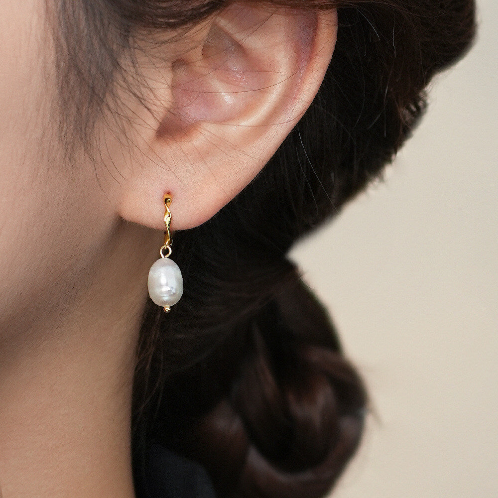 925 Sterling Silver French Baroque Pearl Earrings For Women Fashionable And Minimalist With An Elegant And High-end Feel