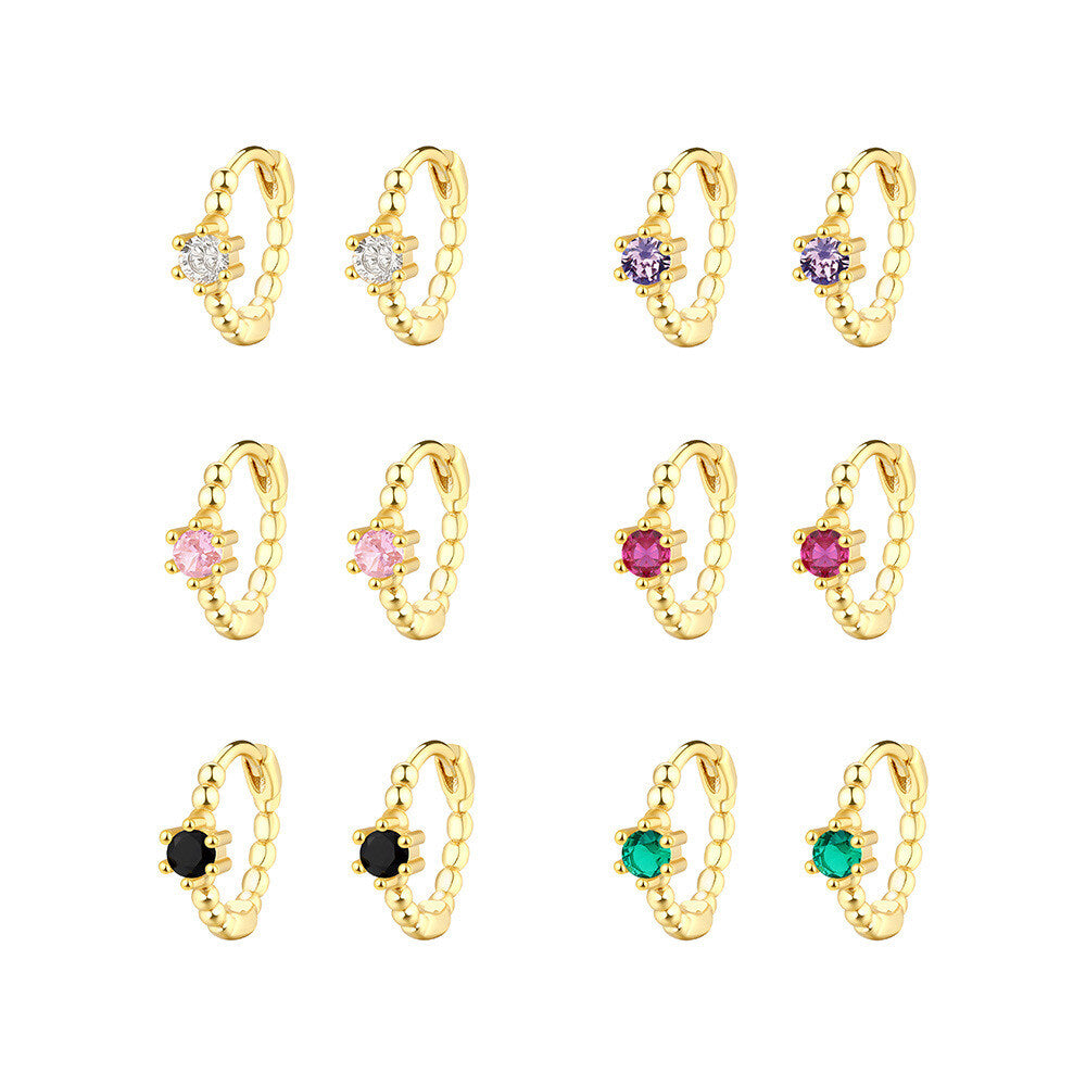 925 Sterling Silver Geometric Ear Cuffs With Colorful Zirconia Exquisite And Minimalist