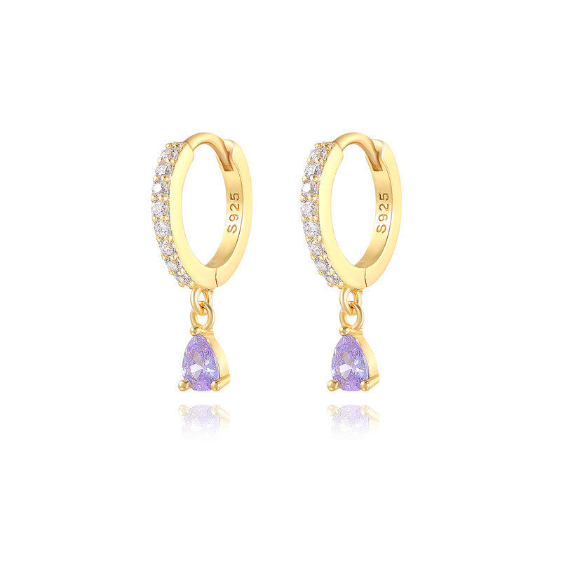 Brass Luxury High-end Crystal-embellished Colored Teardrop Ear Cuffs