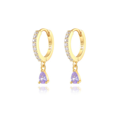 Brass Luxury High-end Crystal-embellished Colored Teardrop Ear Cuffs