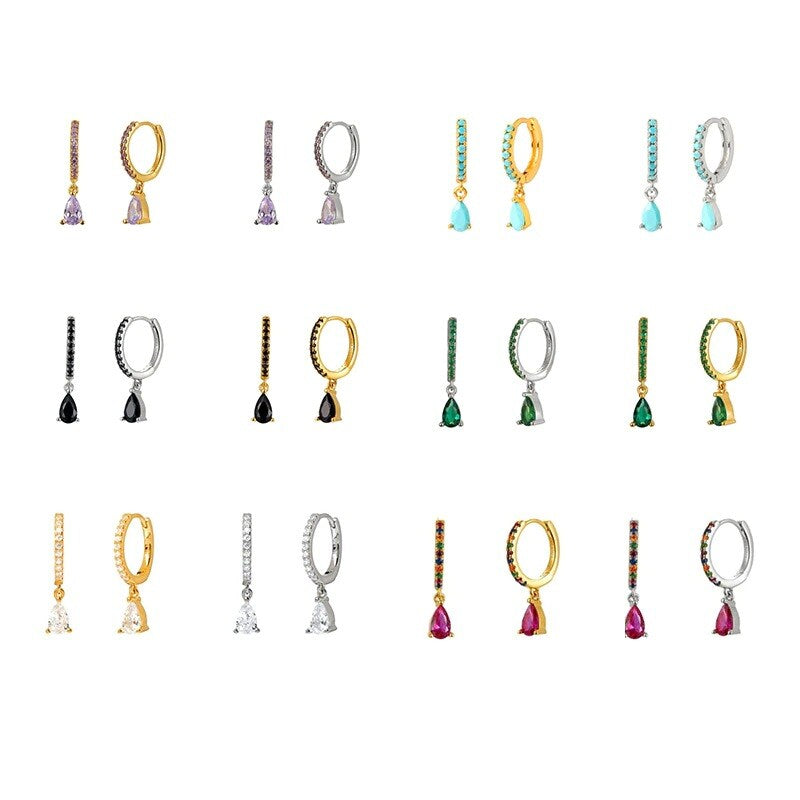 Brass Luxury High-end Crystal-embellished Colored Teardrop Ear Cuffs