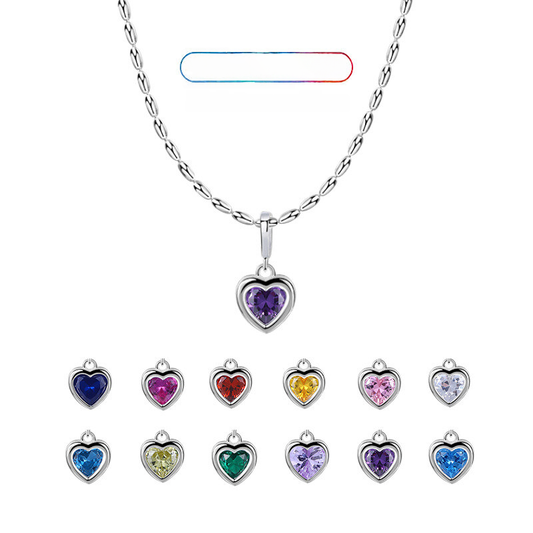 925 Sterling Silver Women's Zodiac Birthstone Heart Necklace Ins Style Versatile Diy Pendant Ready Stock Wholesale