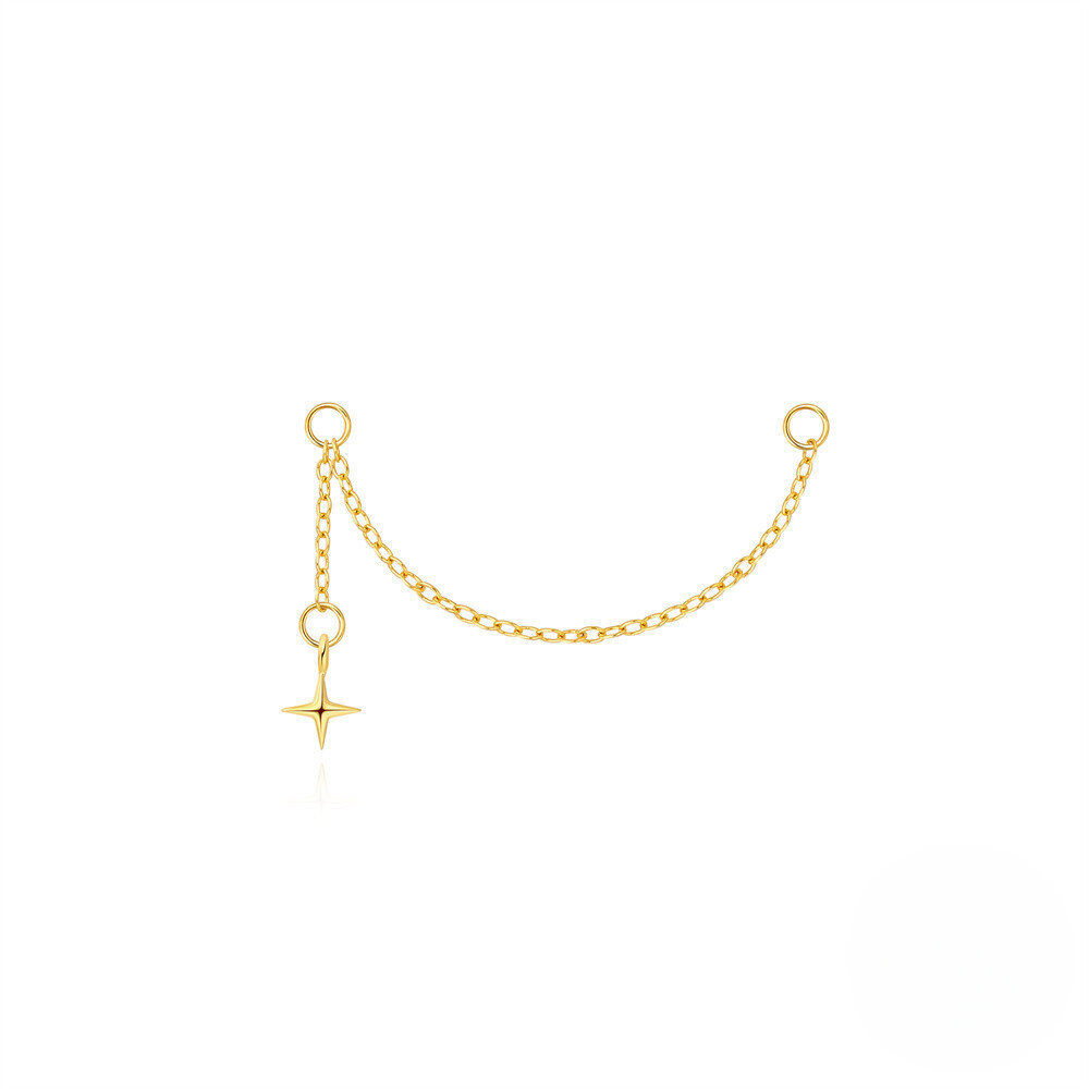 S925 Sterling Silver Long Chain Earrings With Star-shaped Zircon Accents
