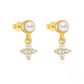 925 Sterling Silver Fashionable Petal Zircon And Pearl Earrings Korean Style Minimalist Studs