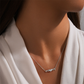S925 Sterling Silver Heart-shaped Mama Pendant Choker Necklace With Crystal Accents
