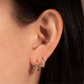 S925 Sterling Silver Geometric Prismatic Turquoise Zircon Flower Embrace Earrings With Pearl Accents