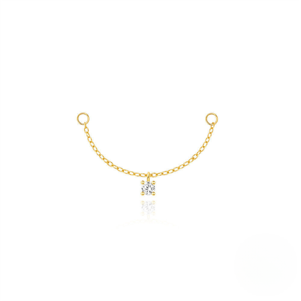 S925 Sterling Silver Long Chain Tassel Earrings With Crystal Accents