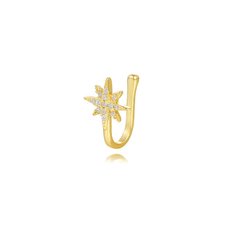925 Sterling Silver Cross-border Europe And America Zircon U-shaped Ear Cuffs For Women