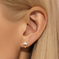 925 Sterling Silver Fashionable Petal Zircon And Pearl Earrings Korean Style Minimalist Studs