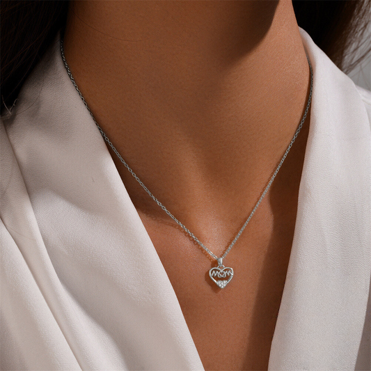 925 Sterling Silver Heart-shaped English Letter Pendant Necklace With Zircon