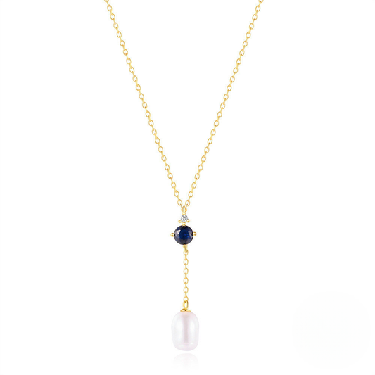 925 Sterling Silver Y-shape Pearl And Zircon Pendant Necklace European Style Hot-selling Unique Design Choker