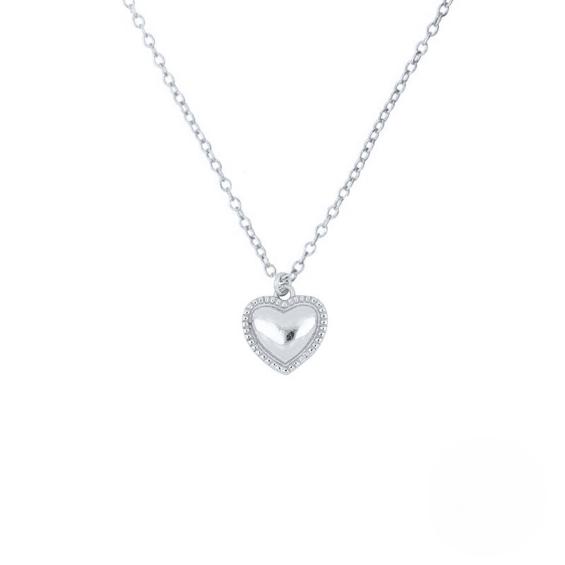 925 Sterling Silver Fashion Small Heart Collarbone Necklace A Trendy European Creative Heart-shaped Pendant Accessory