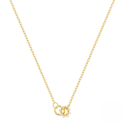 925 Sterling Silver New Round Pearl Interlocking Fashion Necklace For Women A Hot-selling Cross-border Luxury Collarbone Chain