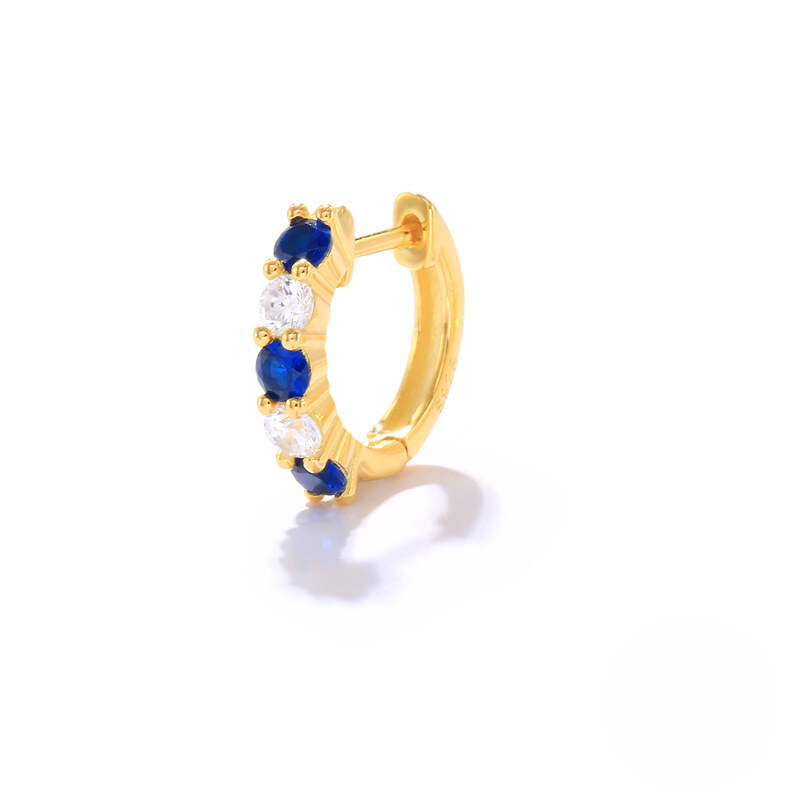 K925 Silver Gold-plated Round Zircon-studded Ear Cuffs Trendy And Luxurious Earrings