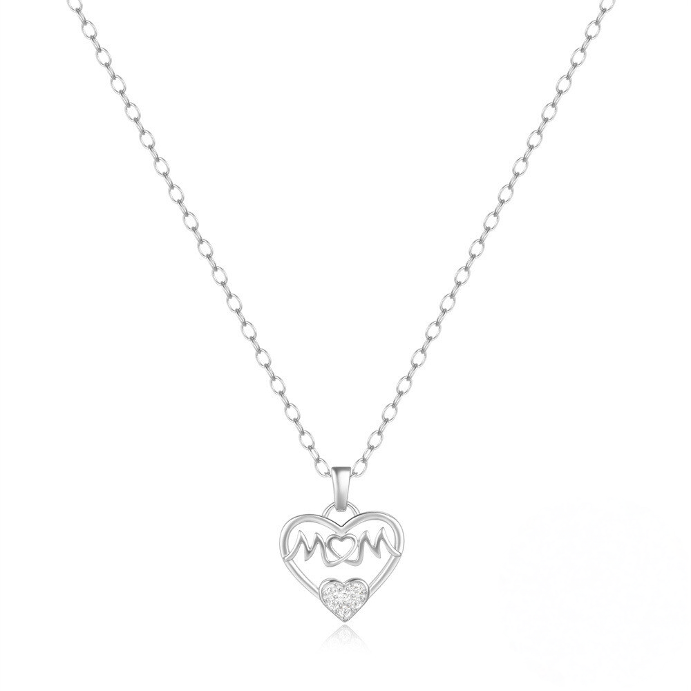 925 Sterling Silver Heart-shaped English Letter Pendant Necklace With Zircon