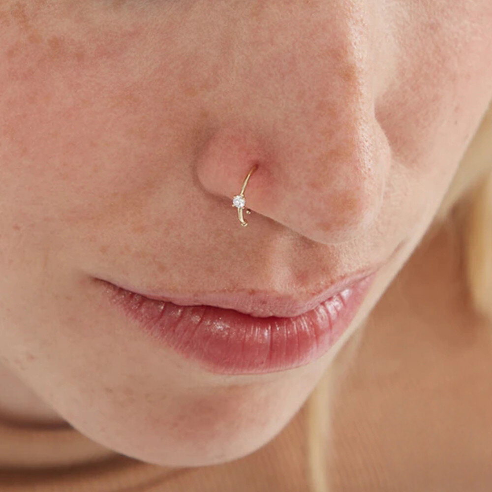 925 Sterling Silver Zircon Nose Ring Ear Bone And Cartilage Ear Cuffs For Trendy Individuals