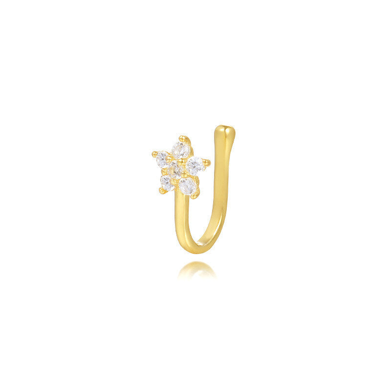 925 Sterling Silver Cross-border Europe And America Zircon U-shaped Ear Cuffs For Women