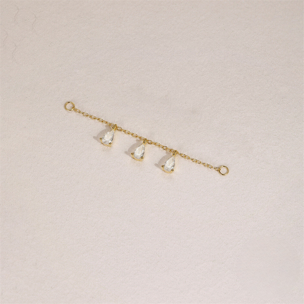 925 Sterling Silver Eight-pointed Star Crescent Teardrop Chain Accessory With Inlaid Zircons A Popular European And American Elegant Style