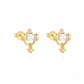 925 Sterling Silver Fashionable Petal Zircon And Pearl Earrings Korean Style Minimalist Studs