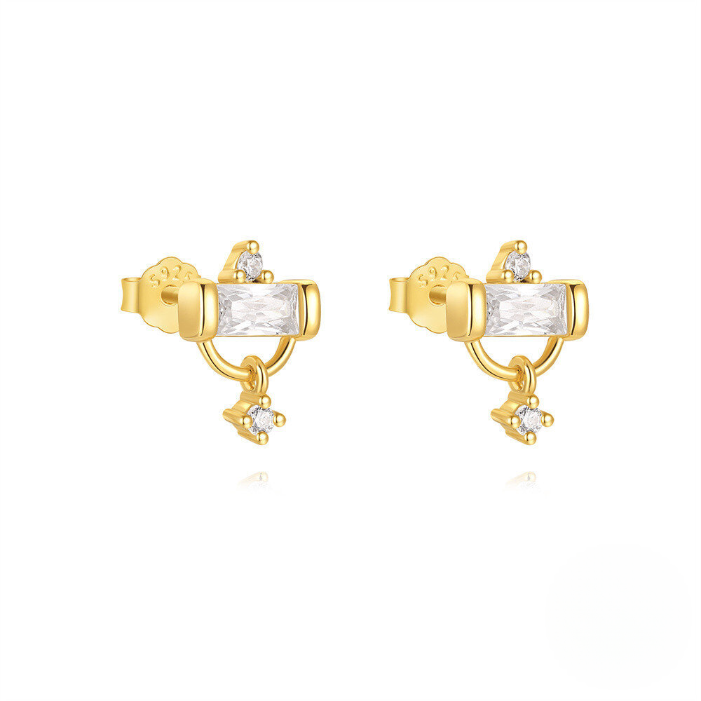 925 Sterling Silver Fashionable Petal Zircon And Pearl Earrings Korean Style Minimalist Studs