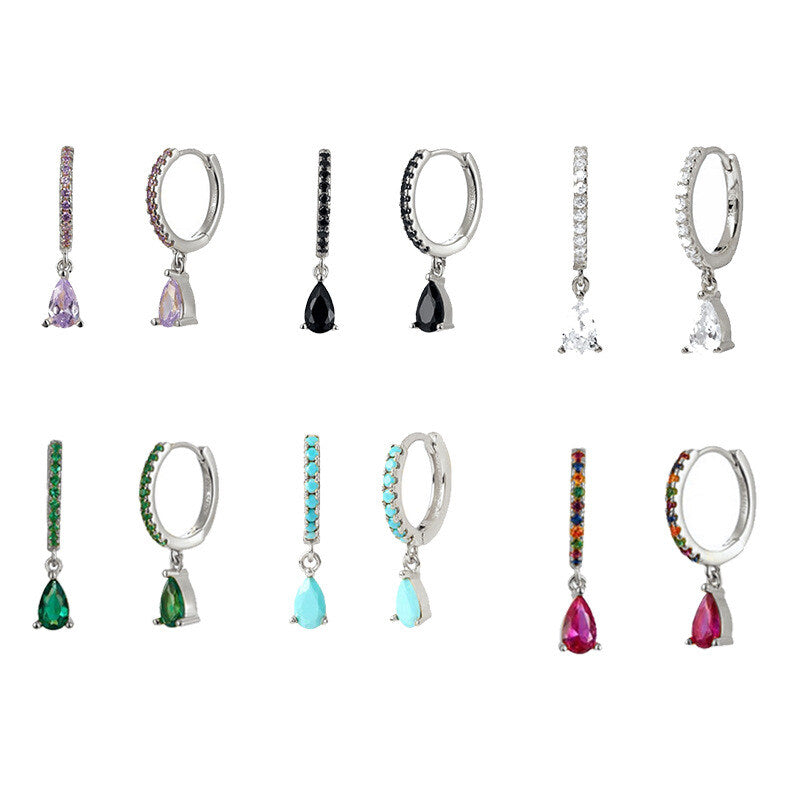 Brass Luxury High-end Crystal-embellished Colored Teardrop Ear Cuffs