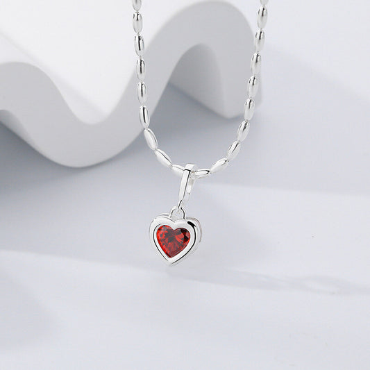 925 Sterling Silver Women's Zodiac Birthstone Heart Necklace Ins Style Versatile Diy Pendant Ready Stock Wholesale