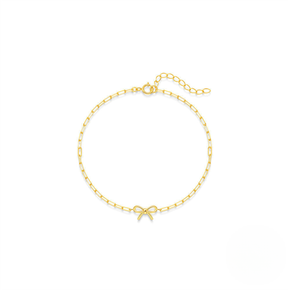 925 Sterling Silver Minimalist Bow Paperclip Chain Bracelet An Ins-style