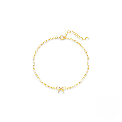 925 Sterling Silver Minimalist Bow Paperclip Chain Bracelet An Ins-style