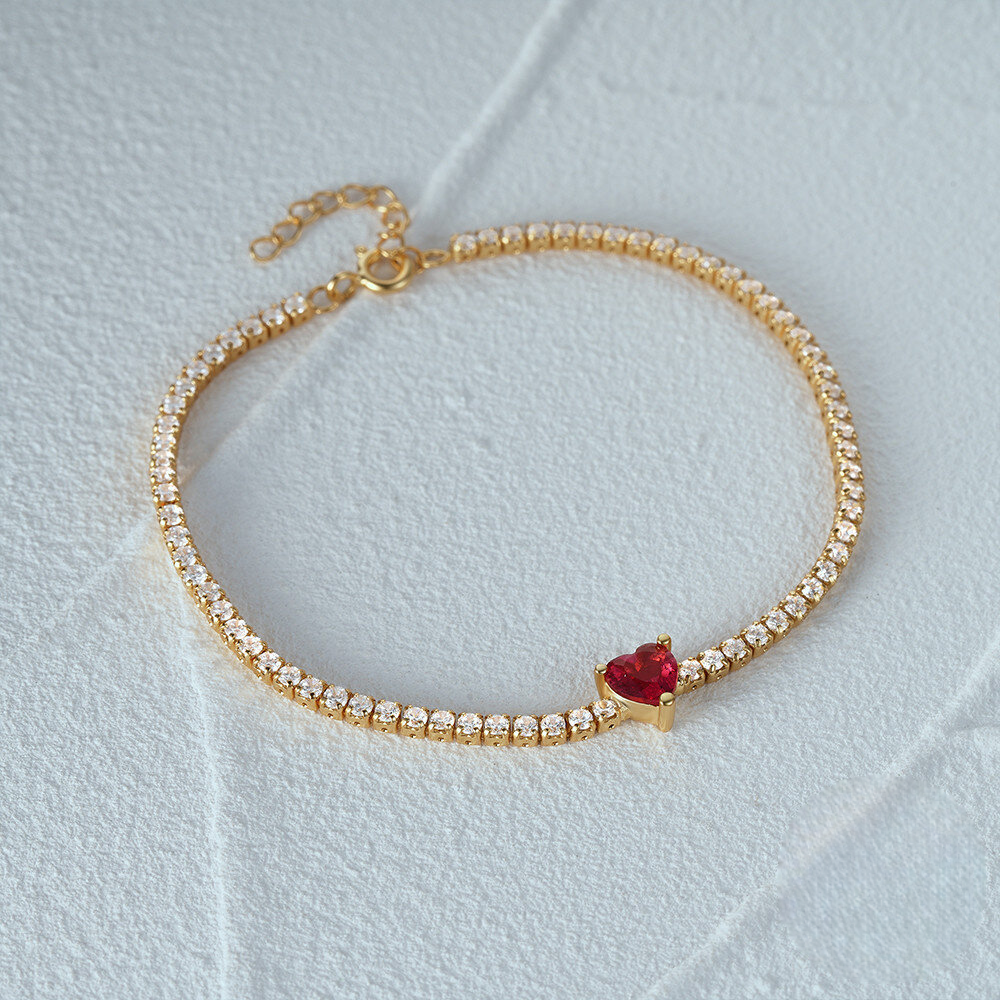925 Sterling Silver New Tennis Bracelet With Cz And Love Design Trendy And Versatile For Women