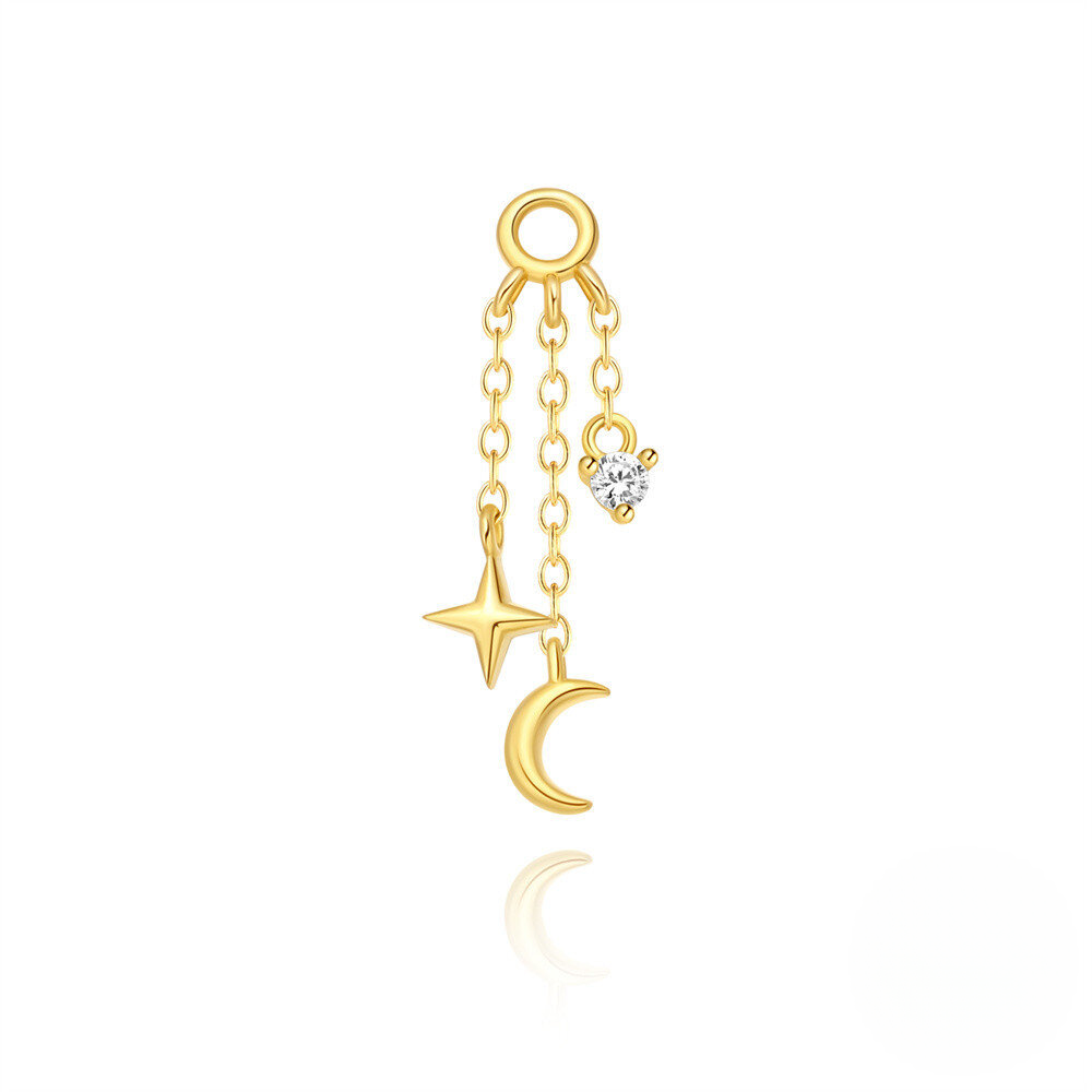 S925 Sterling Silver Long Chain Earrings With Star-shaped Zircon Accents