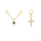 S925 Sterling Silver Design Earrings With Cross Charm Chain Drop And Crystal Accents