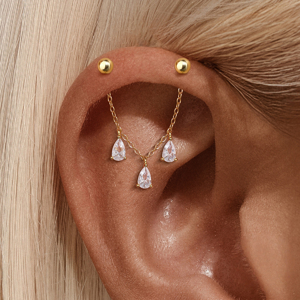 925 Sterling Silver Eight-pointed Star Crescent Teardrop Chain Accessory With Inlaid Zircons A Popular European And American Elegant Style