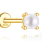 925 Sterling Silver Classic Multi-size Pearl Flat Head Threaded Ear Cartilage Piercing Earrings Korean Japanese Minimalist Style