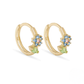 S925 Sterling Silver Geometric Prismatic Turquoise Zircon Flower Embrace Earrings With Pearl Accents